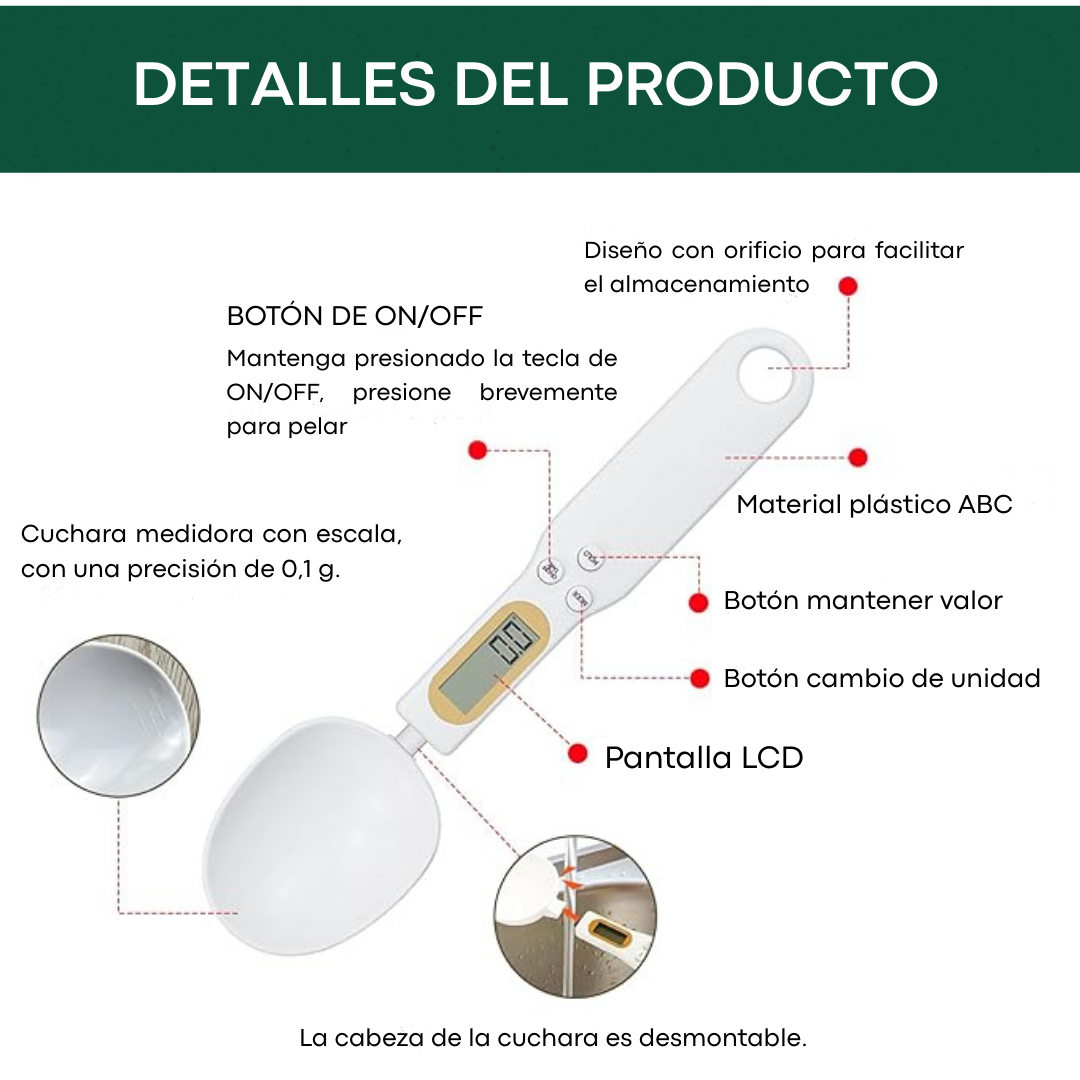 Scooply Cuchara medidora de gramos